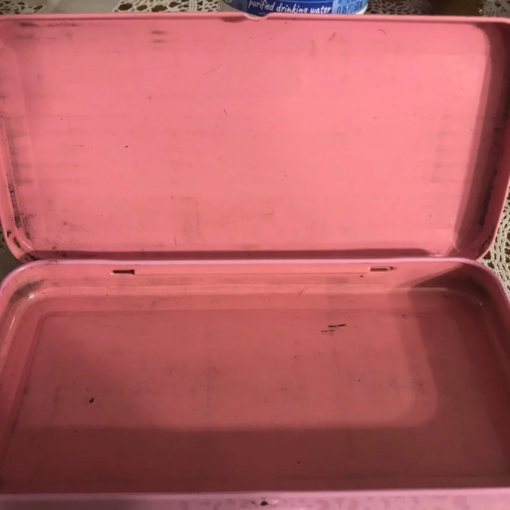 Vintage Sanrio Pink Ballet Slippers Metal Pencil Case Box